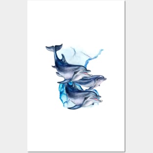 Dolphins swimming Everybody Loves Dolphins and this is a Lovely Dolphin Design Posters and Art